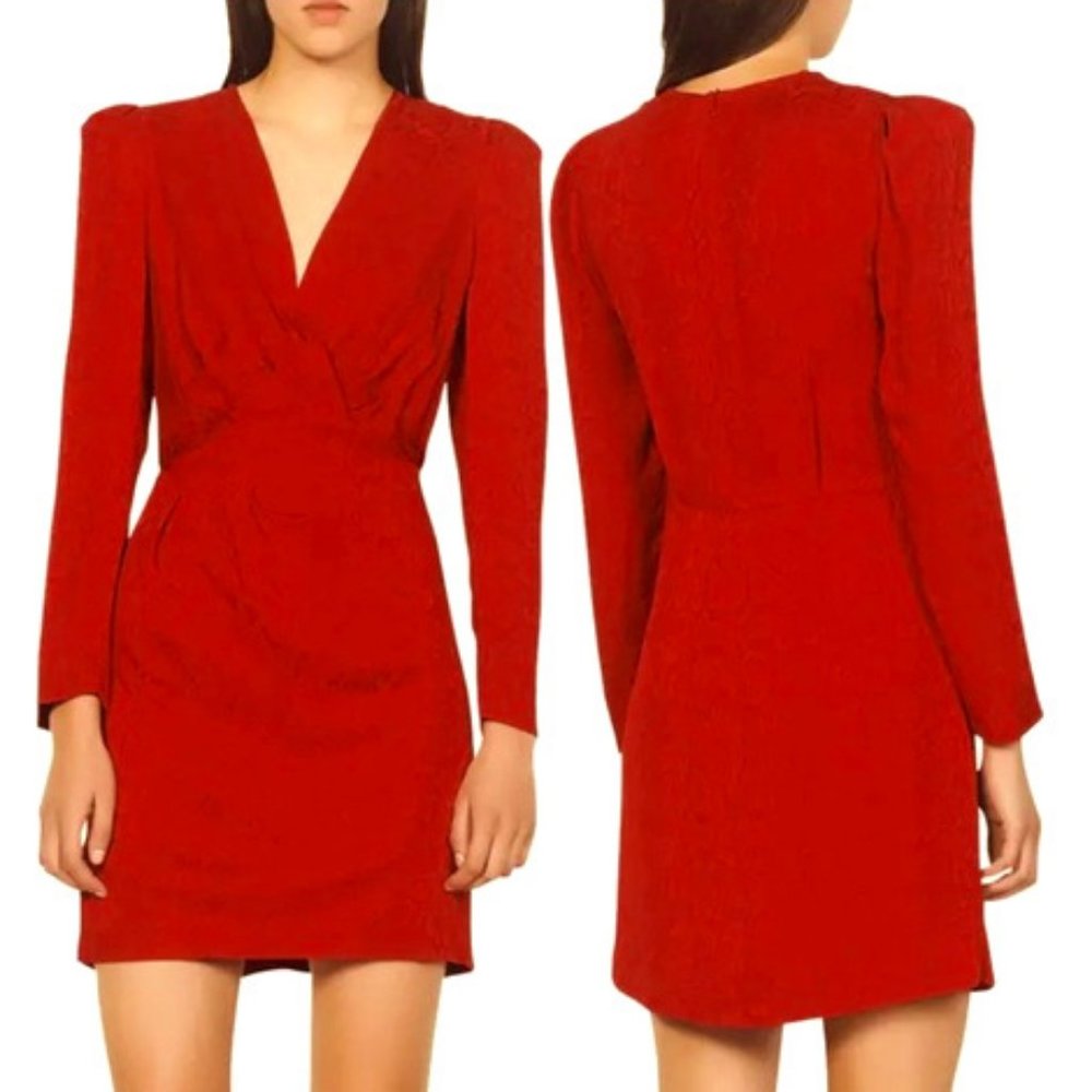 SANDRO Gloria Red Long Sleeve Dress Size 6 - WORN ONCE!